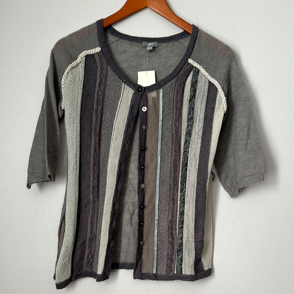 J. Jill Gray Striped Cardigan size XSp